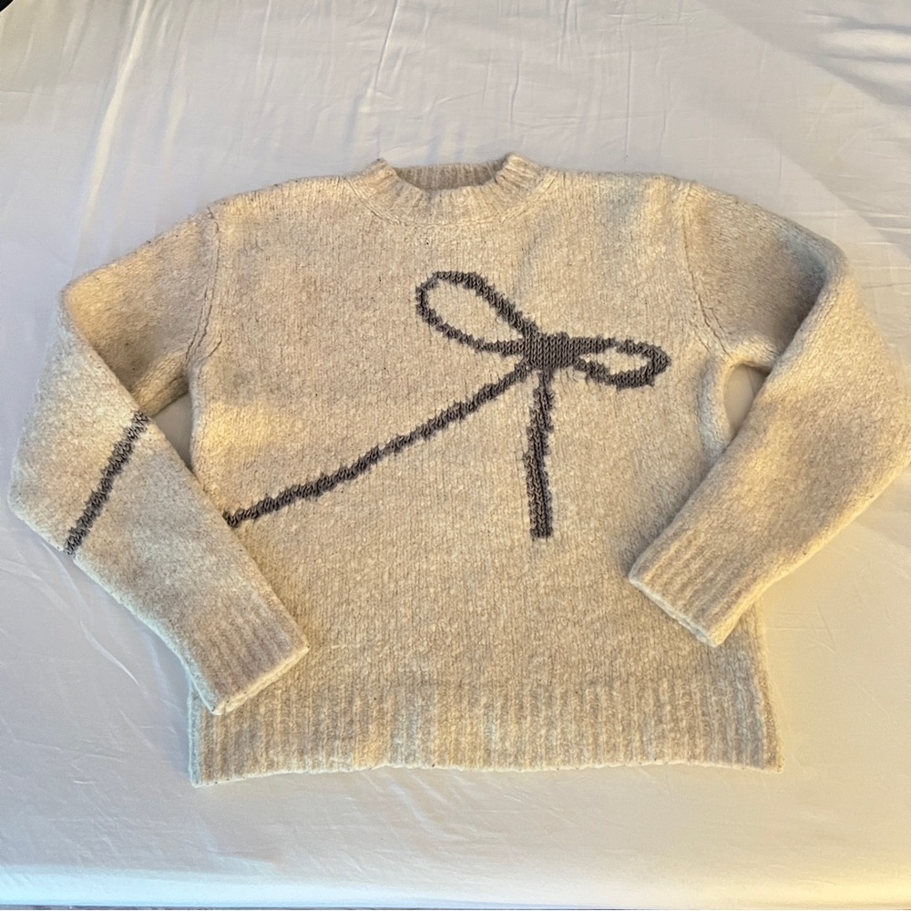 PALOMA WOOL “Tana” Bow Sweater in shade Ecru, size M